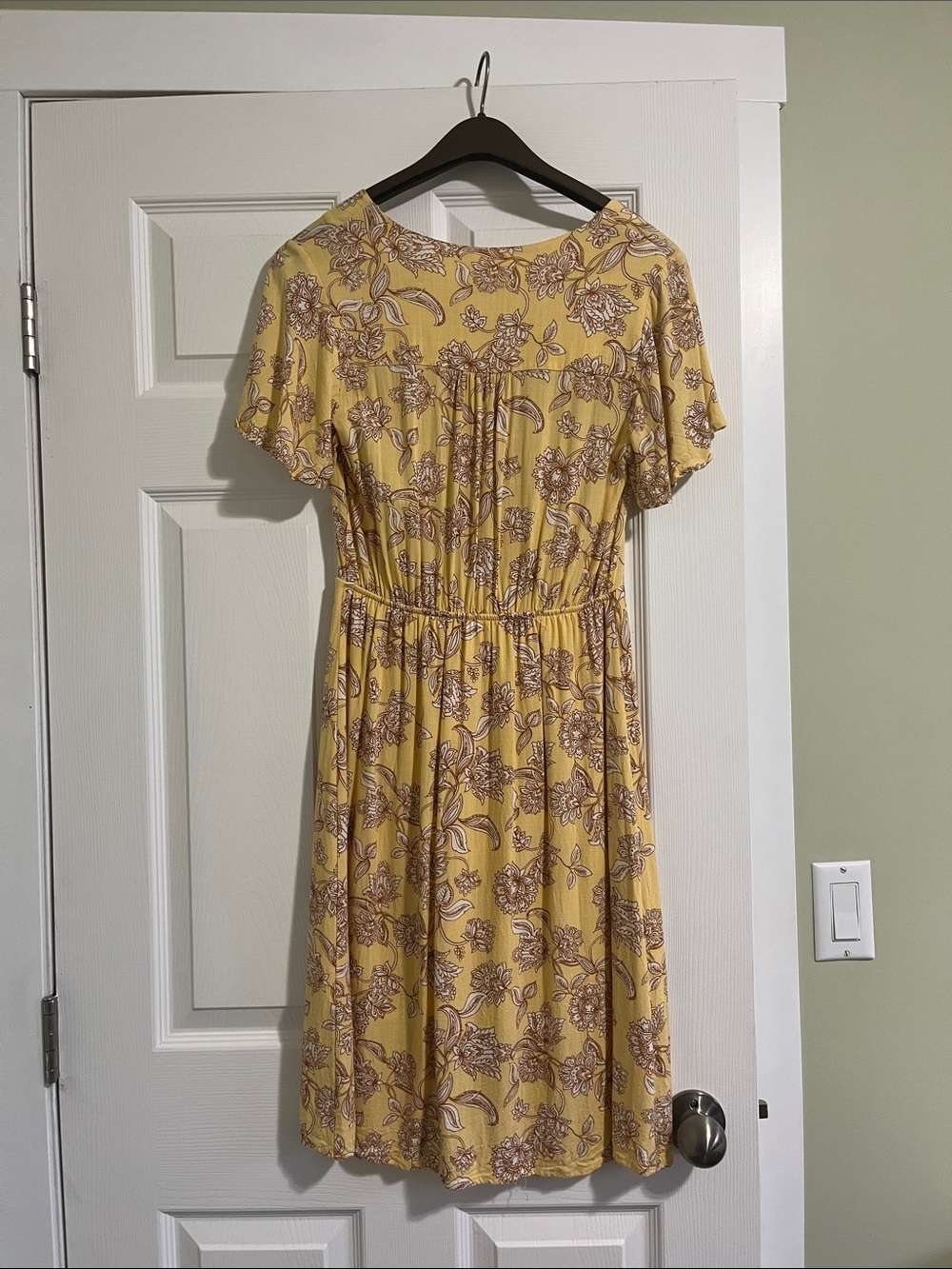 Monteau Yellow Floral Short-Sleeve Midi Dress